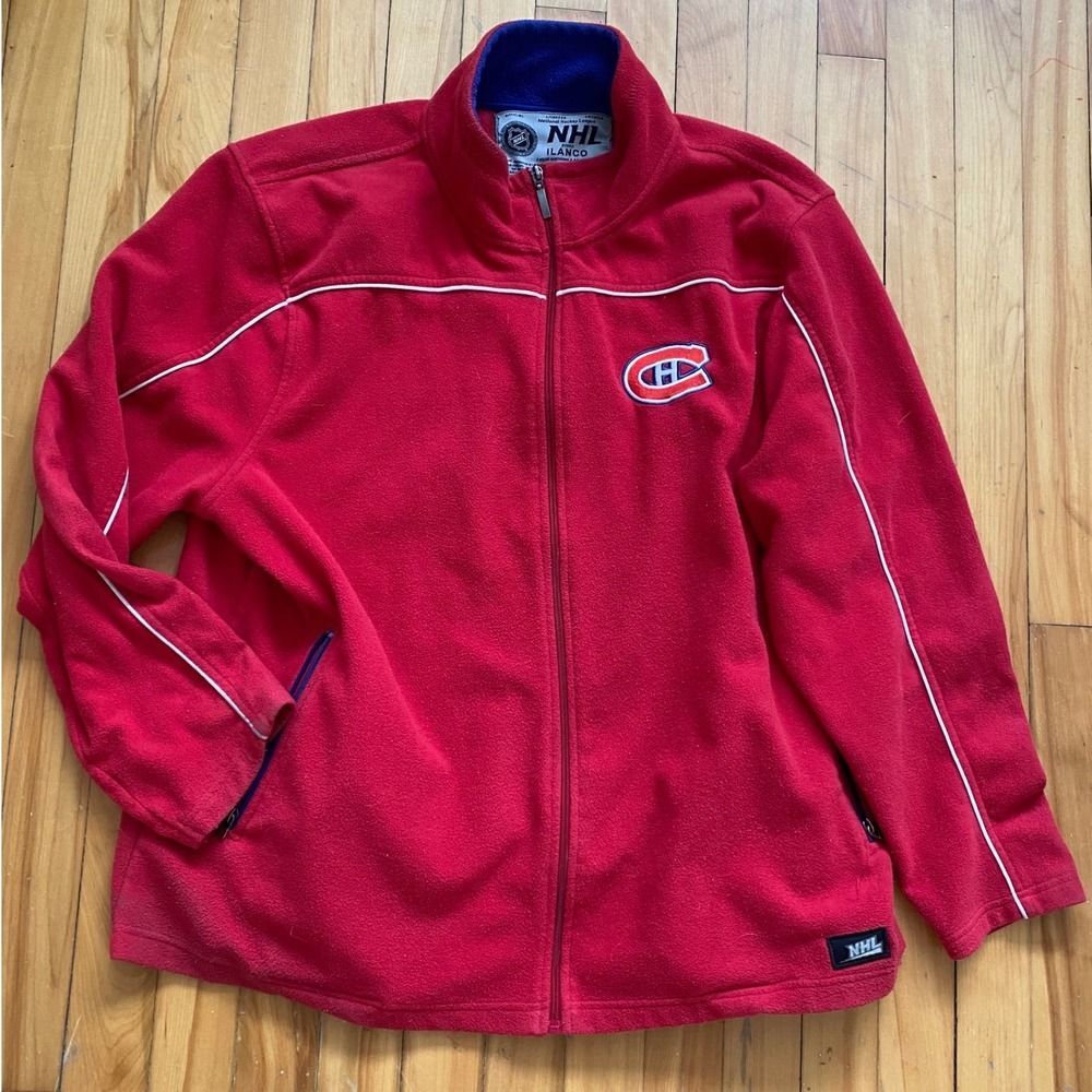 Vtg Montreal Canadiens NHL Fleece Zip Up Jacket XXL / TTG Men Red Ilanco